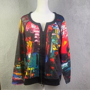 Lior Paris Jacket Womens Large Art to Wear Full Zip Bold Pattern Lightweight